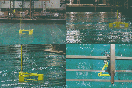 Collage of mooring tests in the ocean basin