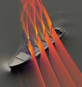 CFD render of hull interaction.