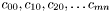 $ c_{00}, c_{10}, c_{20}, \ldots c_{mn} $