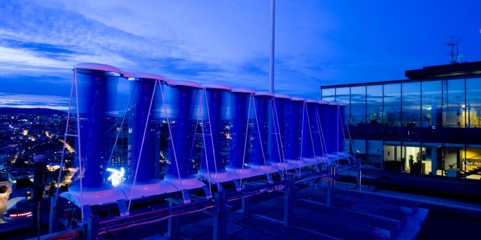 The photo was taken at a previous project at the roof of the Post Transfer Building in Oslo. Photo: Rolf Estensen.