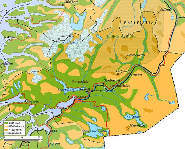 Rana Gruber ligger i Dunderlandsdalen 30 km øst for Mo i Rana.