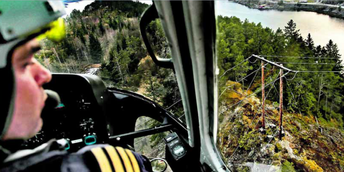 Collisions between light aircraft and helicopters and high voltage cables represent ten percent of aircraft accidents in Norway. Photo: Øyvind Nordahl Næss.