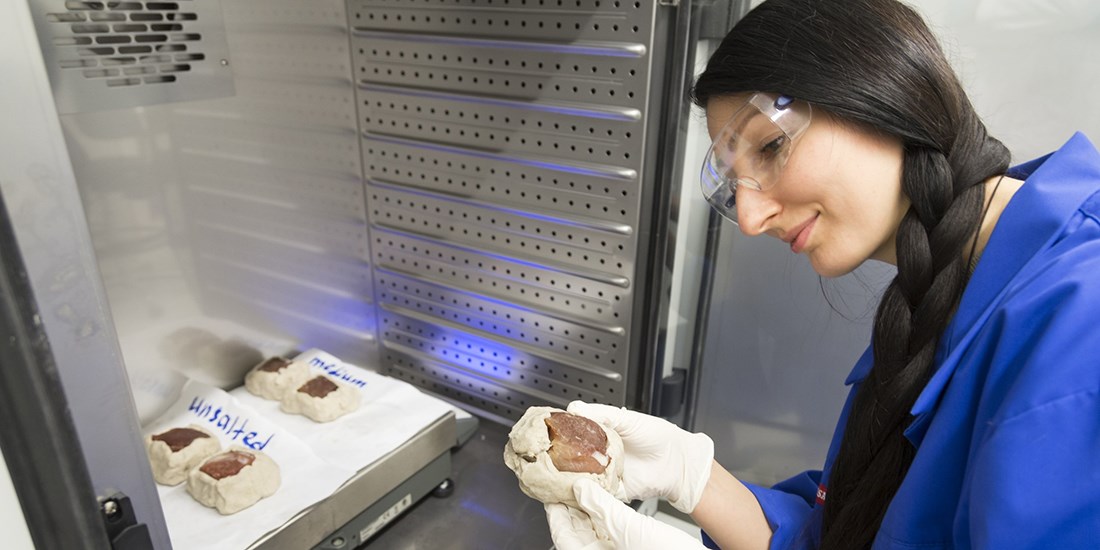 Inna Petrovas skinkestudier har gitt ny kunnskap om når skinka er ferdig mørnet. Foto: Thor Nielsen, SINTEF