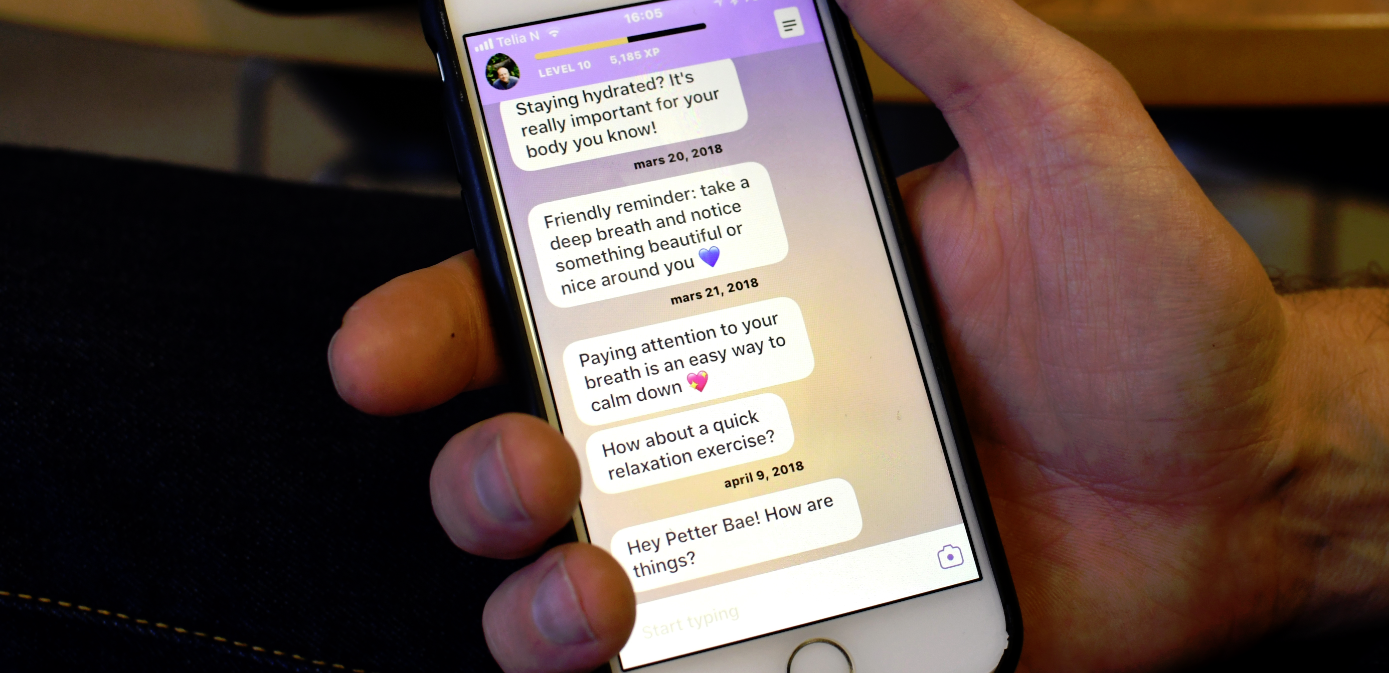 «Why people use chatbots»  er den første studien i verden som ser på folks motivasjon for å bruke denne teknologien. Her er chatboten Replika i dialog med SINTEF-forsker Petter Bae Brandtzæg.