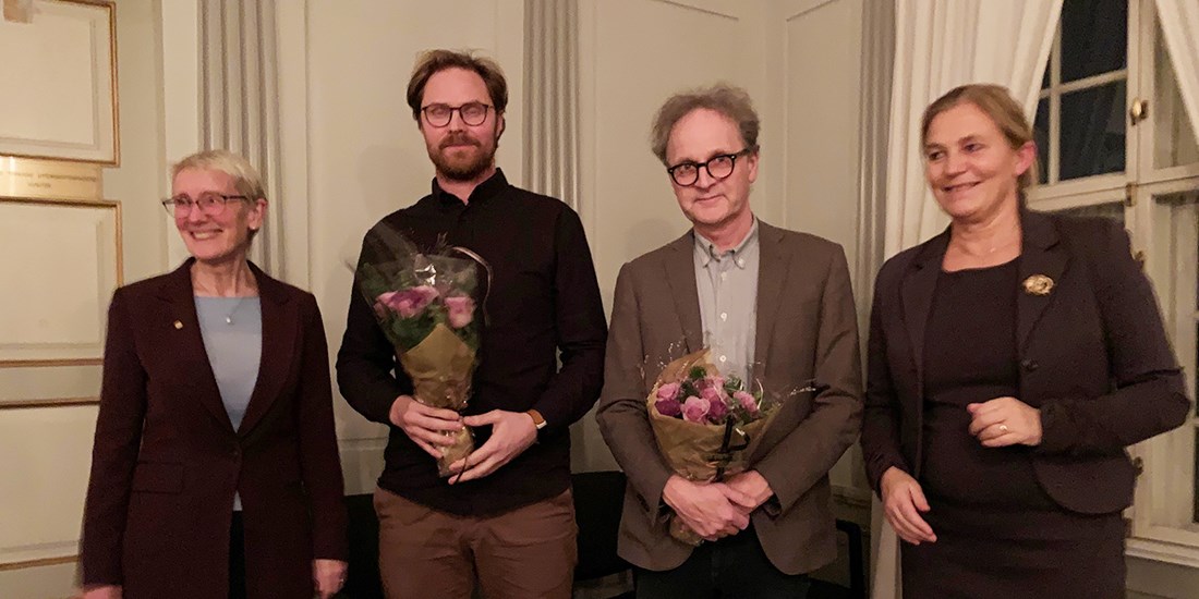 Pål Keim Olsen (NTNU) og Petter Neksa (SINTEF) tok imot den offisielle kunngjøringen av Green aviation som nytt Gemini-senter. Her sammen med rektor ved NTNU, Anne Borg og konsernsjef i SINTEF, Alexandra Bech Gjørv.