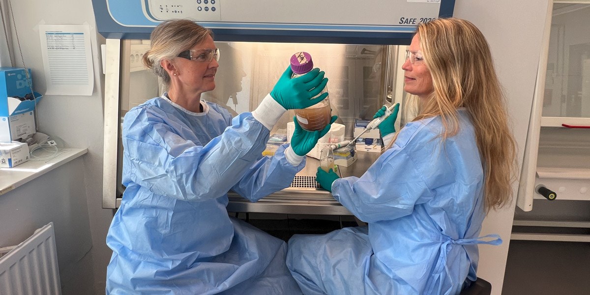 – Både antibiotikaresistens og dyrevelferd gjør at det er klokt å velge norske råvarer når vi handler kjøtt og fisk, oppfordrer forskerne Gunhild Hageskal (t.v) og Anne Tøndervik i SINTEF.  Foto: Olav Spanne