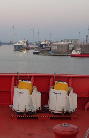 Vindmåleutstyr på Odfjell-skipet Bow Olympus. Foto: Felix Kelberlau /Fugro