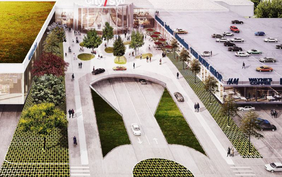 The EU project CommONEnergy aims to develop practical support tools and systems to transform shopping centres into energy-efficient architectural complexes. This is the future vision of the shopping center City Syd. The outline is designed by ARC architects from Trondheim.