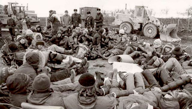 An environmental protest against the building of hydroplants in the 80s