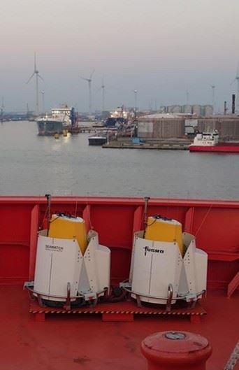 Wind-measuring equipment on the Odfjell ship Bow Olympus.