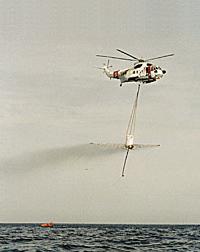 From earlier testing of a 3000 liter spraying bucket in the North Sea. Developing new application equipment adapted for Arctic conditions is an important task in this JIP